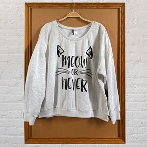 Divided Meow Or Never Sweat Shirt Size XL